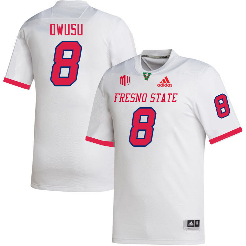 Fresno State Bulldogs #8 Martin Owusu College Football Jerseys Stitched-White